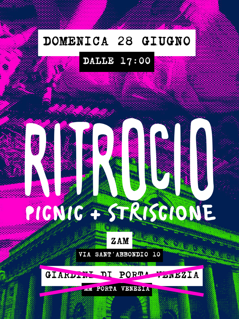 Locandina del Ritrocio di domenica 28 agosto del 2026, presso ZAM Milano dalle 17.